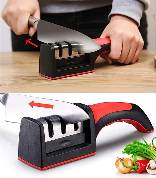 3-Stage Multi-Functional Knife Sharpener – Safe & Easy Kitchen Blade Sharpening Tool
