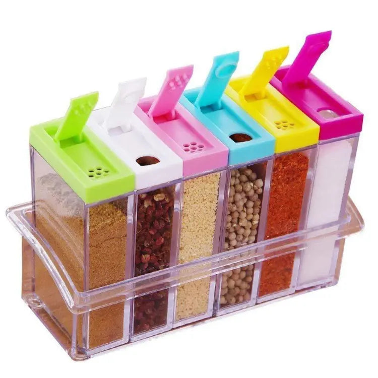 6-in-1 Spice Organizer with Measuring & Sprinkle Lid – Smart Kitchen Storage