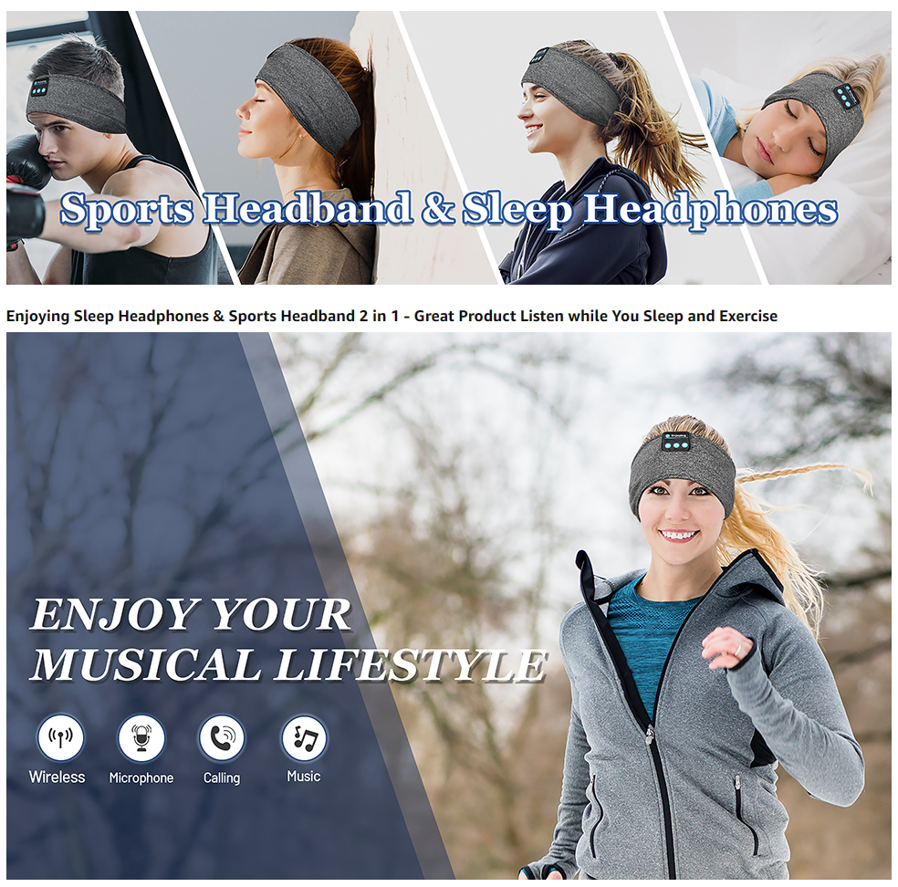 2-in-1 Wireless Sports & Sleep Headband – Music, Calls & Comfort