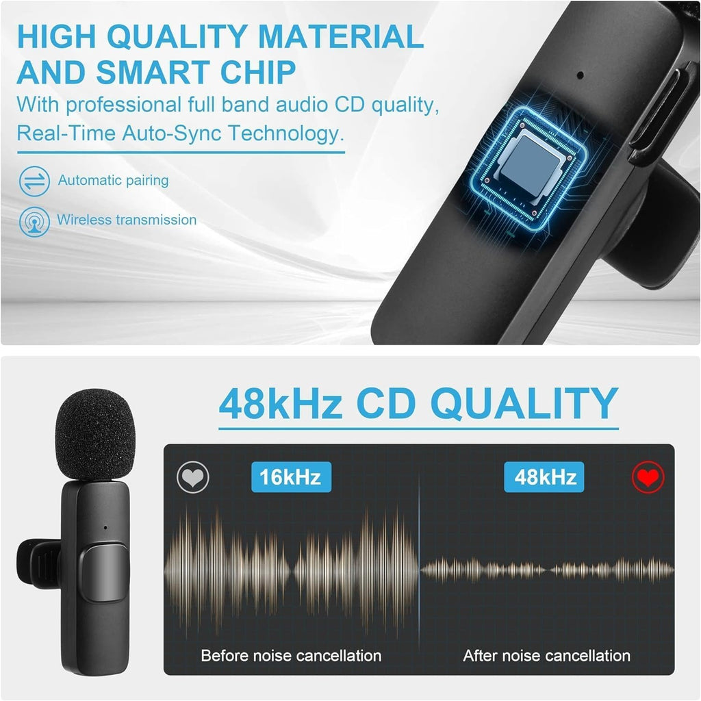 VoxPro™ Wireless Lavalier Lapel Microphone with AI Noise Reduction (High-converting & professional)