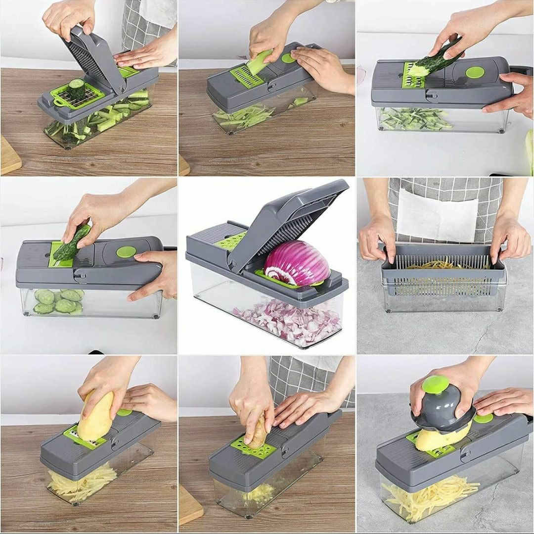 Multi-Function 12-in-1 Vegetable Chopper & Slicer