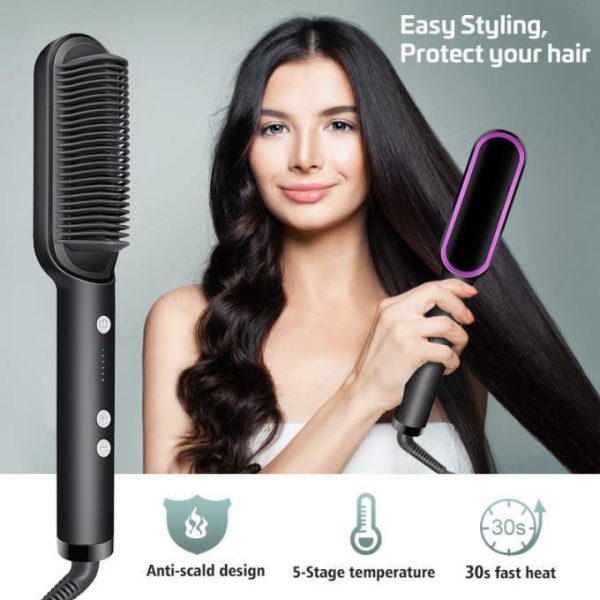 SilkGlow 2-in-1 Ionic Hair Straightening Brush (High-Energy & Brandable)