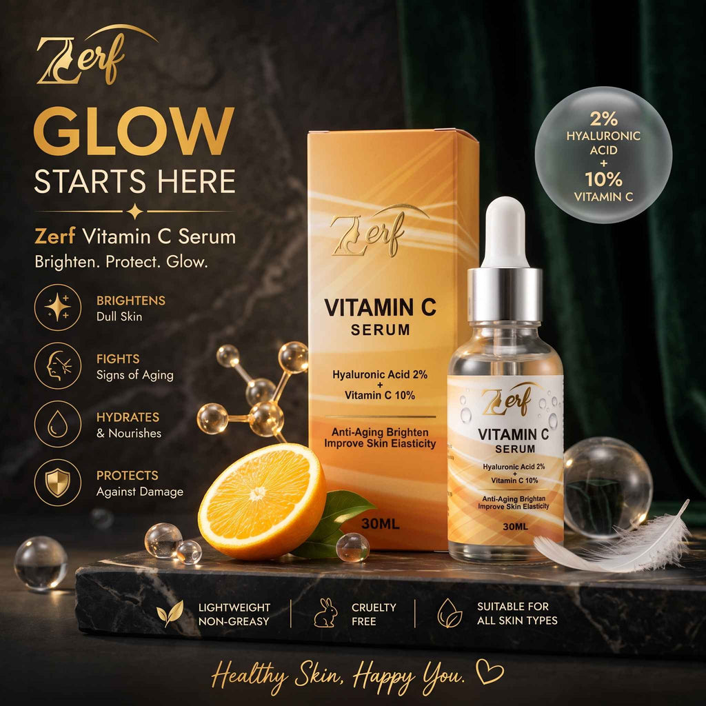 Zerf Vitamin C Glow Serum – 10% Vitamin C + 2% Hyaluronic Acid