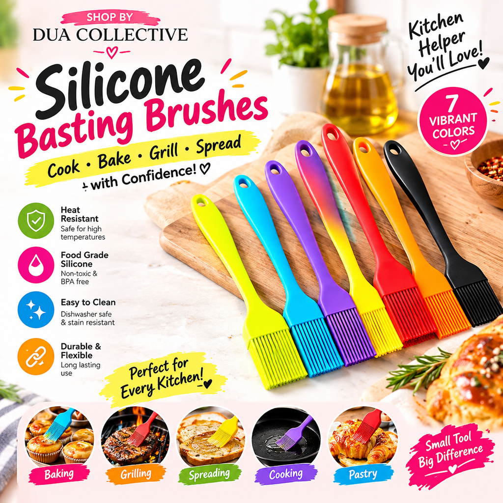 Dua Collective 7-Piece Silicone Basting Brush Set – Colorful Kitchen, Baking & BBQ Brushes