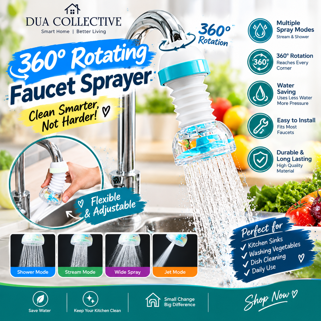 360° Rotating Faucet Sprayer – Flexible Kitchen Sink Water Spray Attachment