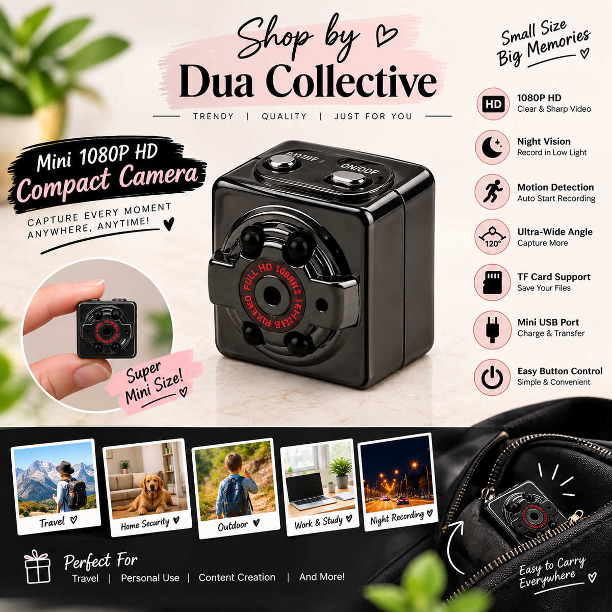 Mini 1080P HD Compact Camera – Motion Detection & Night Vision