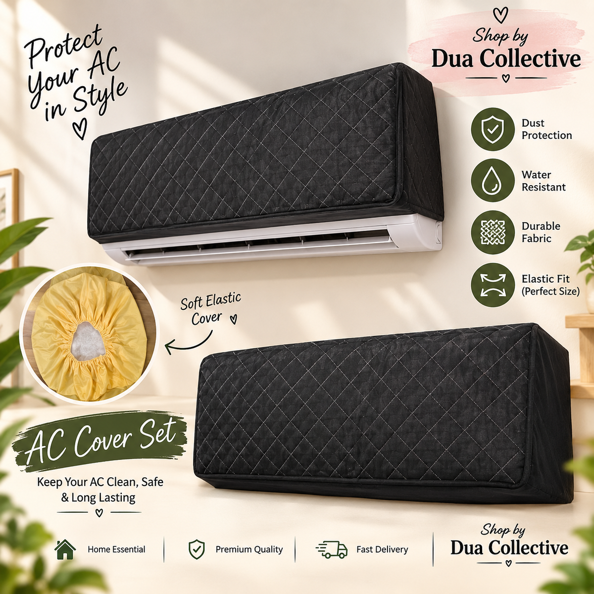 Premium Quilted AC Cover & Protective Dust Cover Set