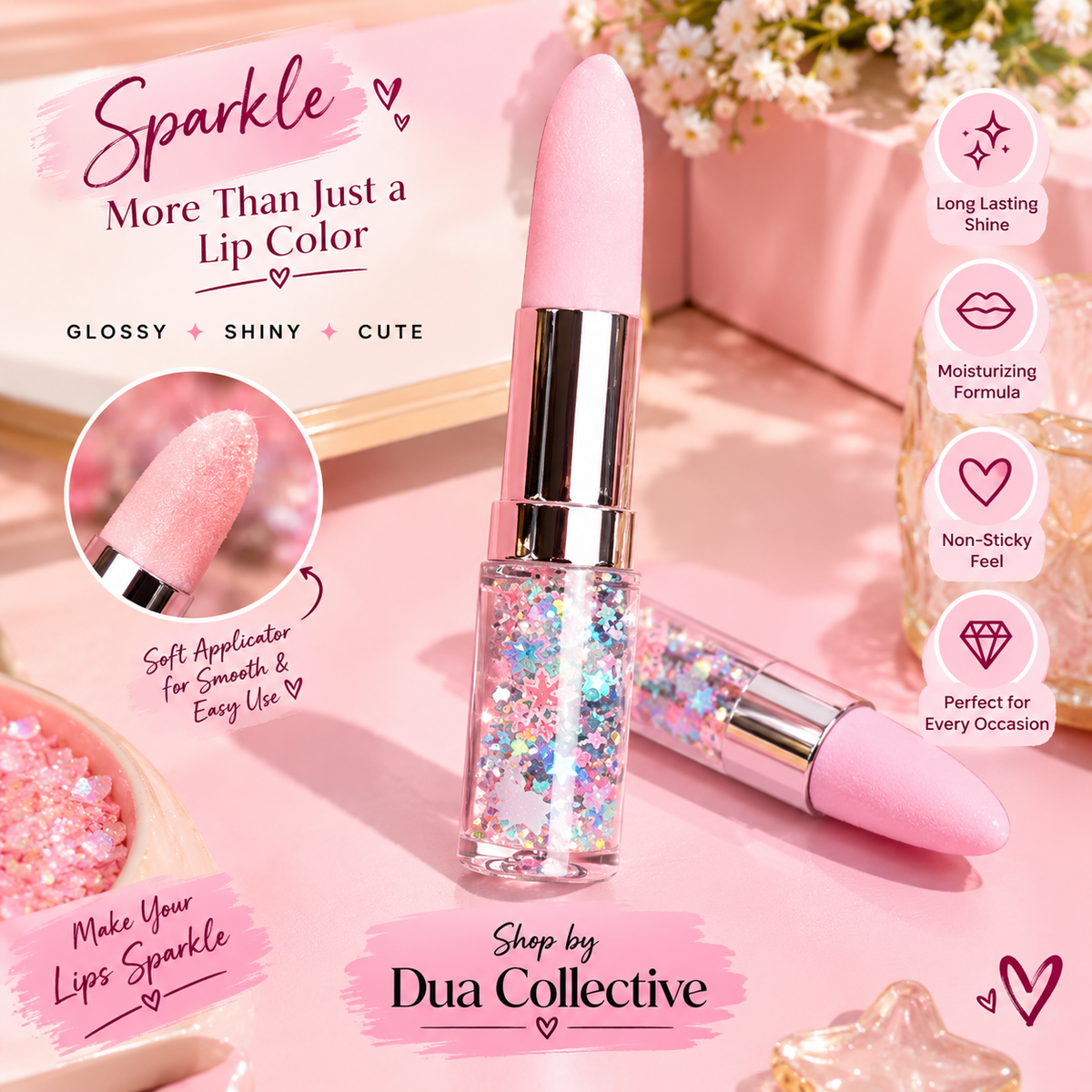 Sparkle Glow Glitter Lip Gloss – Shimmering Moisturizing Lip Shine