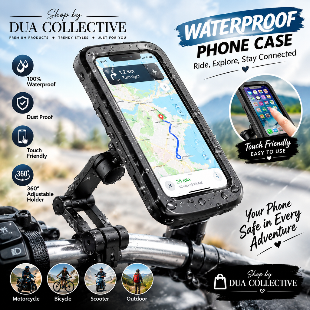 Waterproof Motorcycle Phone Holder Case – 360° Adjustable Handlebar Mount