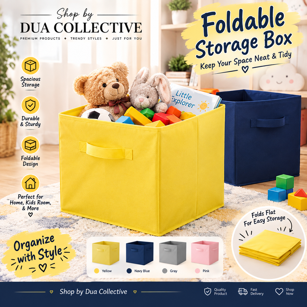Foldable Storage Box with Handles – Large Space-Saving Organizer