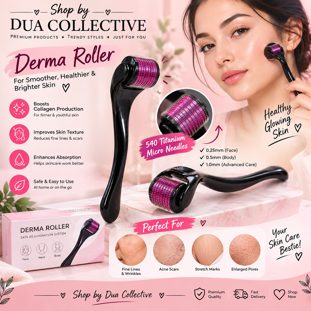 Premium Skin Roller Derma Roller – At-Home Facial Care & Beauty Tool