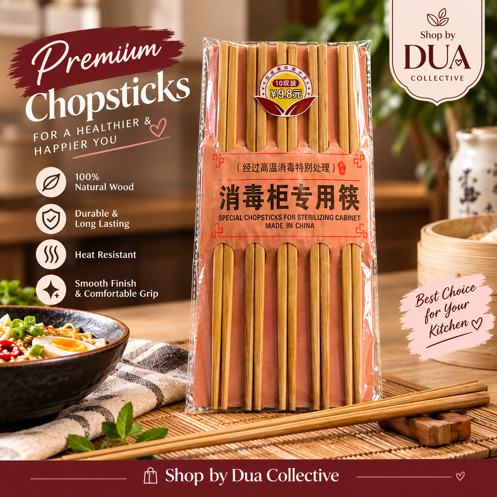 Premium Wooden Chopsticks – Reusable Kitchen & Dining Chopsticks