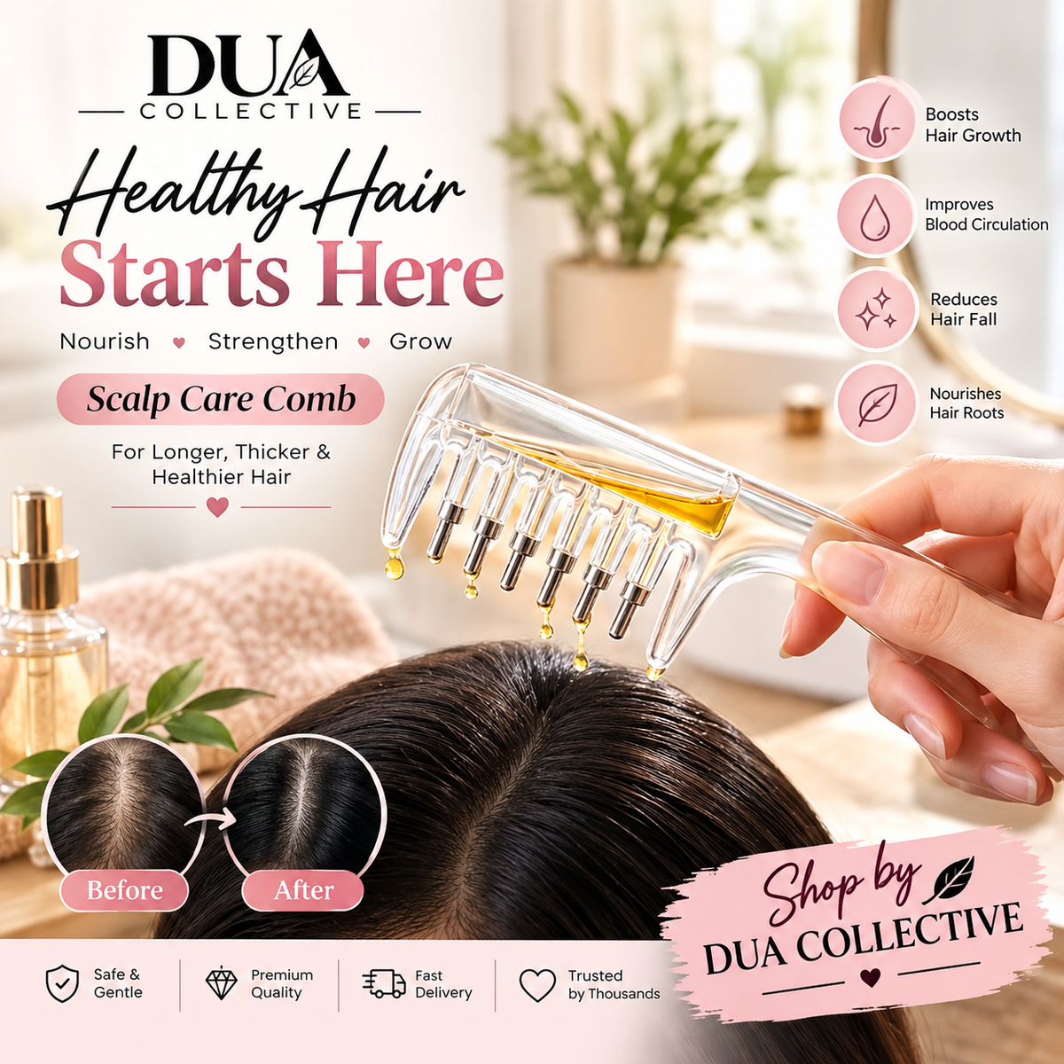 Scalp Massage & Hair Serum Applicator Comb – 2-in-1 Hair Care Tool