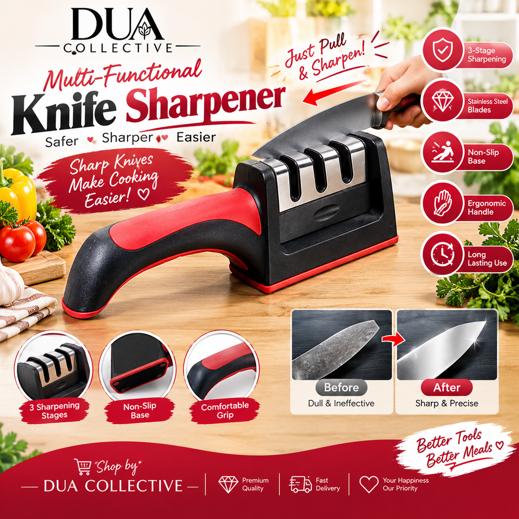 3-Stage Multi-Functional Knife Sharpener – Safe & Easy Kitchen Blade Sharpening Tool