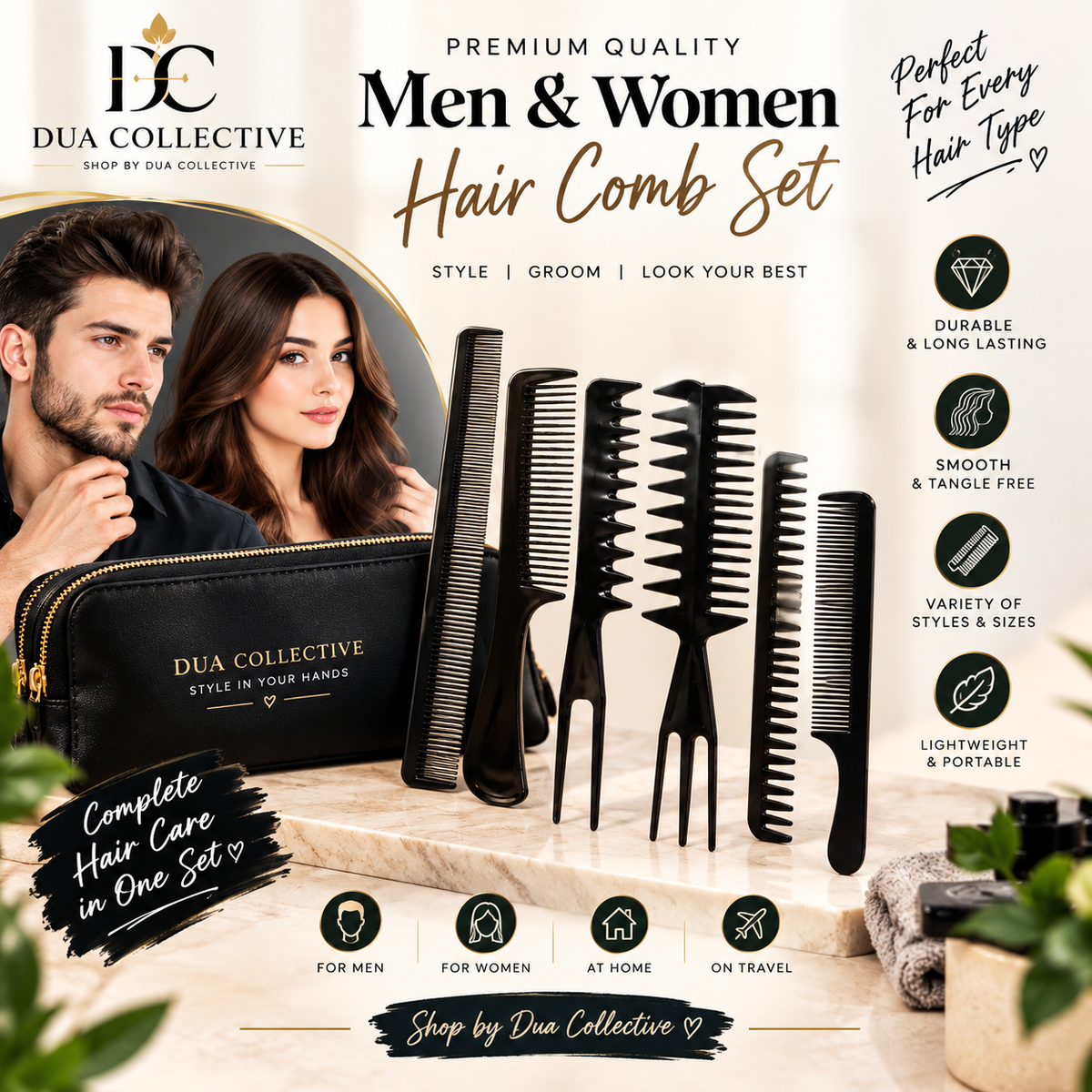 Premium 10-Piece Hair Styling Comb Set for Men & Women | Professional Hair Care Kit