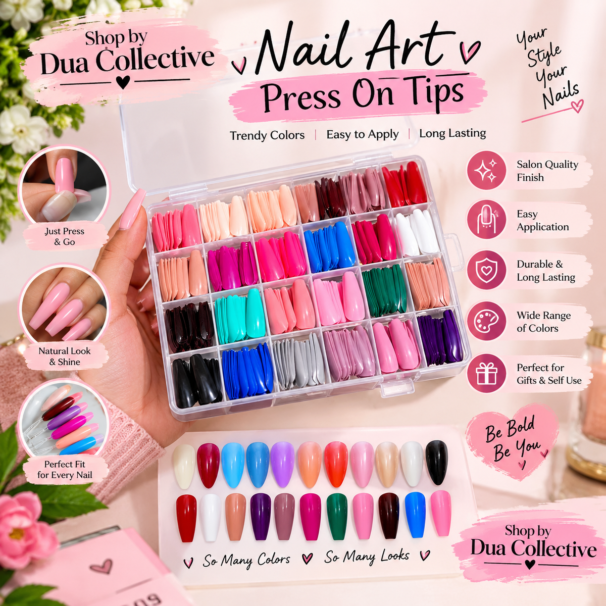 Dua Collective ColorPop Press-On Nail Tips – 24+ Trendy Shades