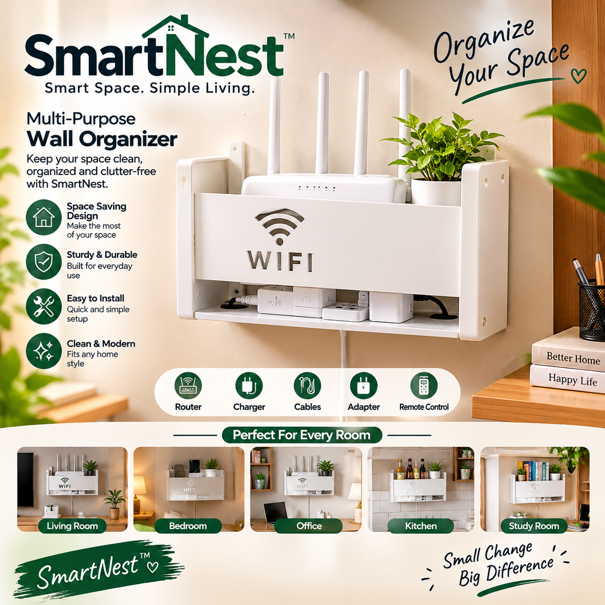 SmartNest™ Multi-Purpose Wall Organizer 🏠✨