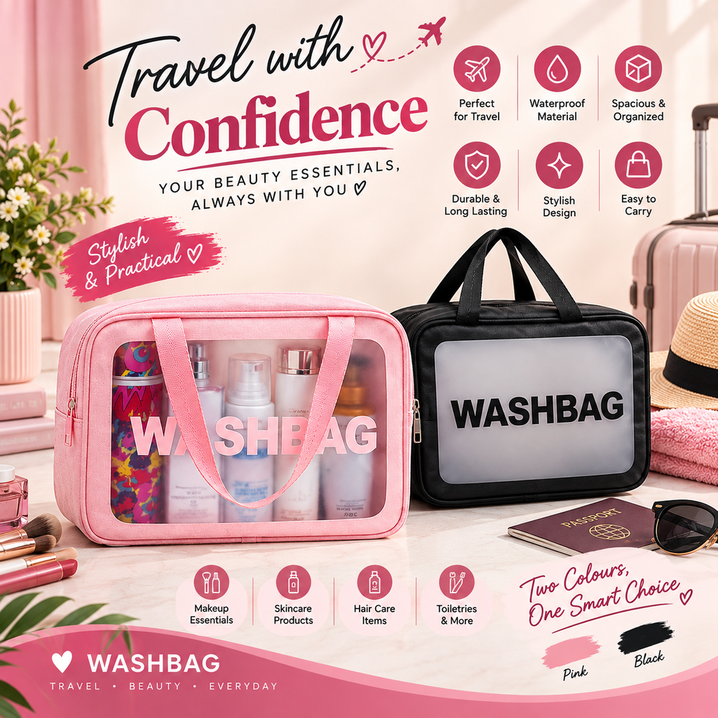 ClearTote Waterproof Travel Makeup & Toiletry Washbag (High-Energy & Brandable)