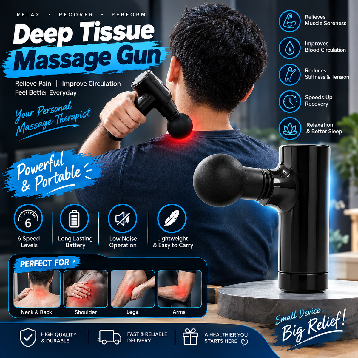 PulseRelief Mini Pocket Massage Gun (High-Energy & Brandable)