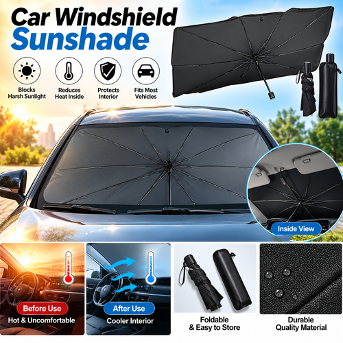 360° Foldable Car Windshield Sunshade – Compact UV & Heat Protection