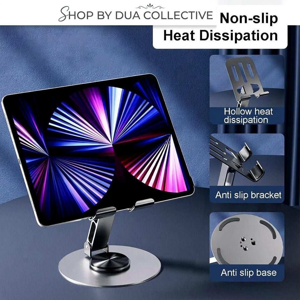 FlexiView™ 360° Rotating Aluminum Stand for iPad & Tablets