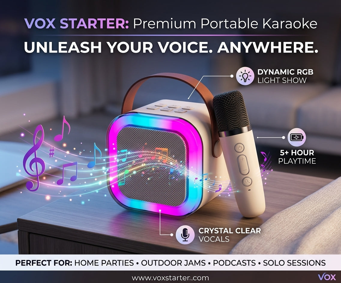Vox Starter™ Portable Karaoke Speaker with Wireless Microphone & RGB Lights