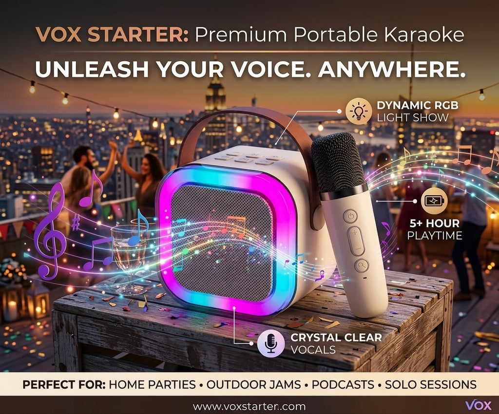 Vox Starter™ Portable Karaoke Speaker with Wireless Microphone & RGB Lights