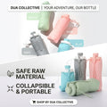 Geometric Foldable Silicone Travel Water Bottle with Carry Strap